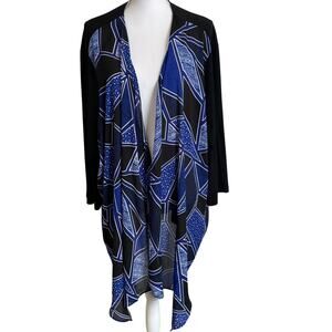 Catherine's Cardigan Topper Women's Size 4x 30/32W Blue Black Knit Topper